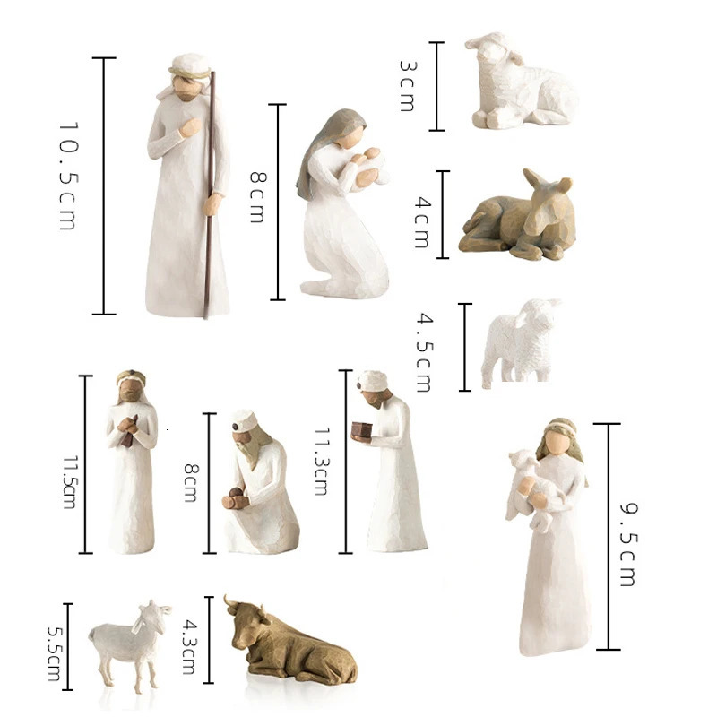 Novelty Items Holy Family Willow Tree Figurine Jesus Nativity Set Handpainted Statue Ornaments Easter Religious Room Crafts Home Decoration 231129