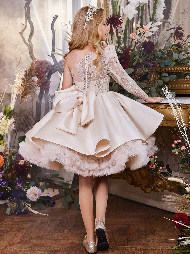 Girls Birthday Pageant Dresses Kids Children Princesss Party Flower Girl Elegant Crystal Beaded Wedding Gown Vestidos For 2-14 Yrs Christmas Dress 403