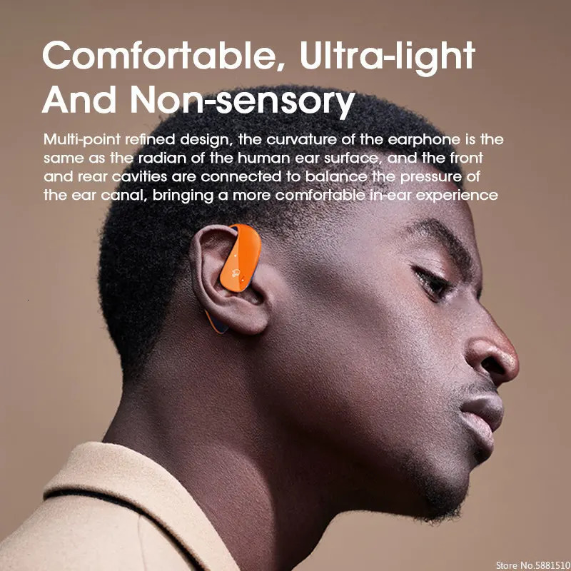 Cell Phone Earphones Original Bone Conduction Bluetooth Open Ear Clip Wireless Headphone with Mic Sports Headsets for 231129