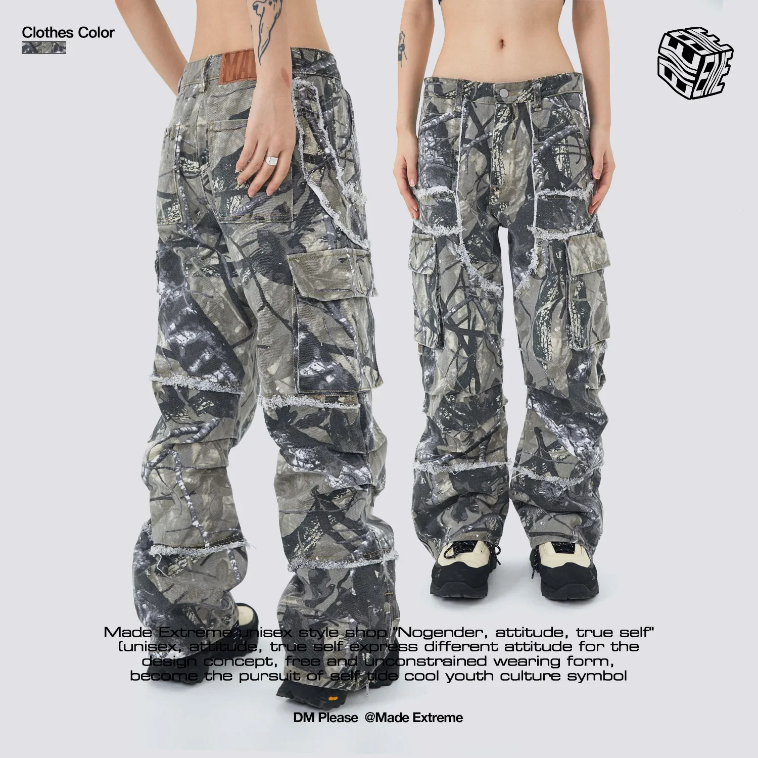 Men's Pants MADE EXTREME Jungle Camo Leaf Pants Loose Straight Pants Streetwear Men Cargo Pants Men Vintage Baggy Pants 231129