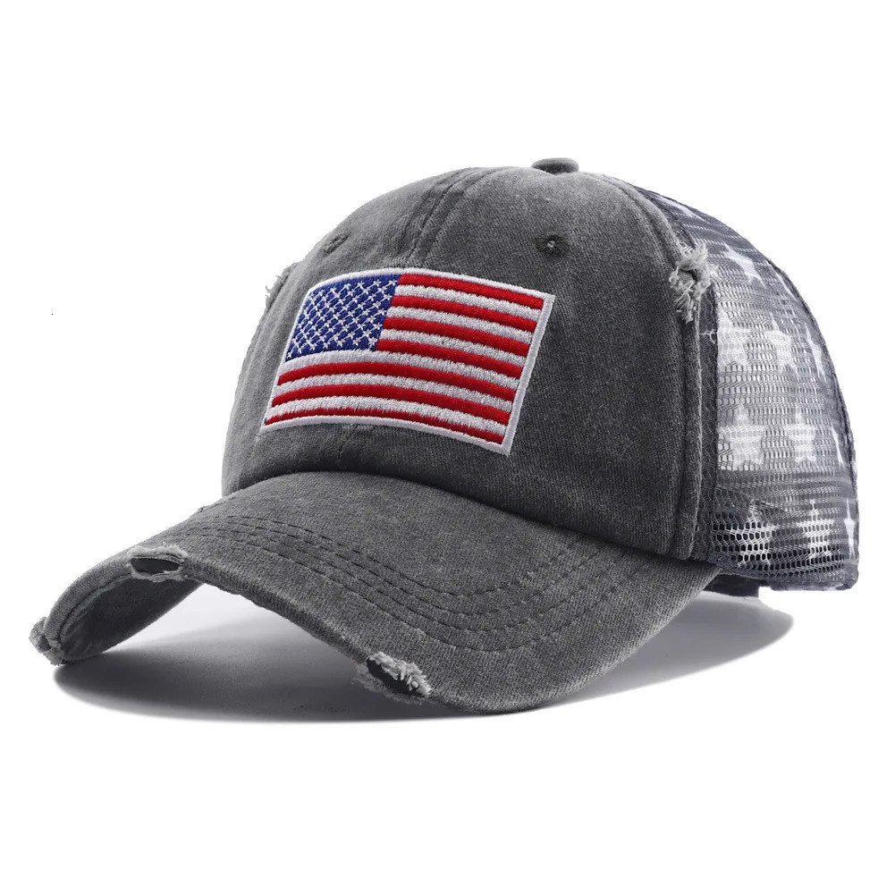 Beanie Skull Caps 2023 Summer Vintage USA Flag Embroidered Mesh Trucker Hat Women Y2k Breathable Baseball for Men Casquettes 231130