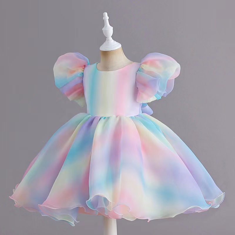 Arabic 2023 Floral Lace Flower Girl Dresses Ball Gowns Child Pageant Dresses rainbow Beautiful Little Kids baby Dress Lace Applique first communion pr