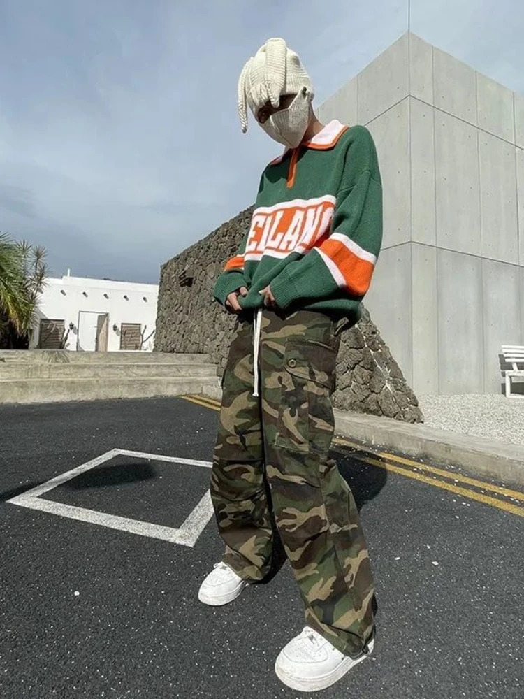 Men's Pants Foufurieux Cargo Pants Men Baggy Fashion Streetwear Men Trousers Loose Cargo Low Rise Pants Y2K Camouflage Army Pants Streetwear 2311