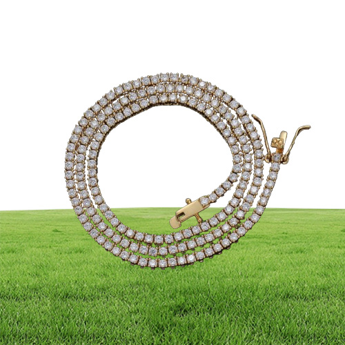 2mm 16 18 20 Tennis Chain Necklace brass setting CZ Gold Silver Color Iced Out AAA Cubic Zirconia BC210