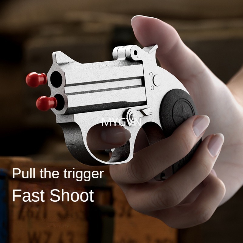 Children Metal Portable Deringer Launcher Mini Manual Soft Bullet Shell Ejection Toy Gun Boy Small Pistol Pocket Model Children Gifts