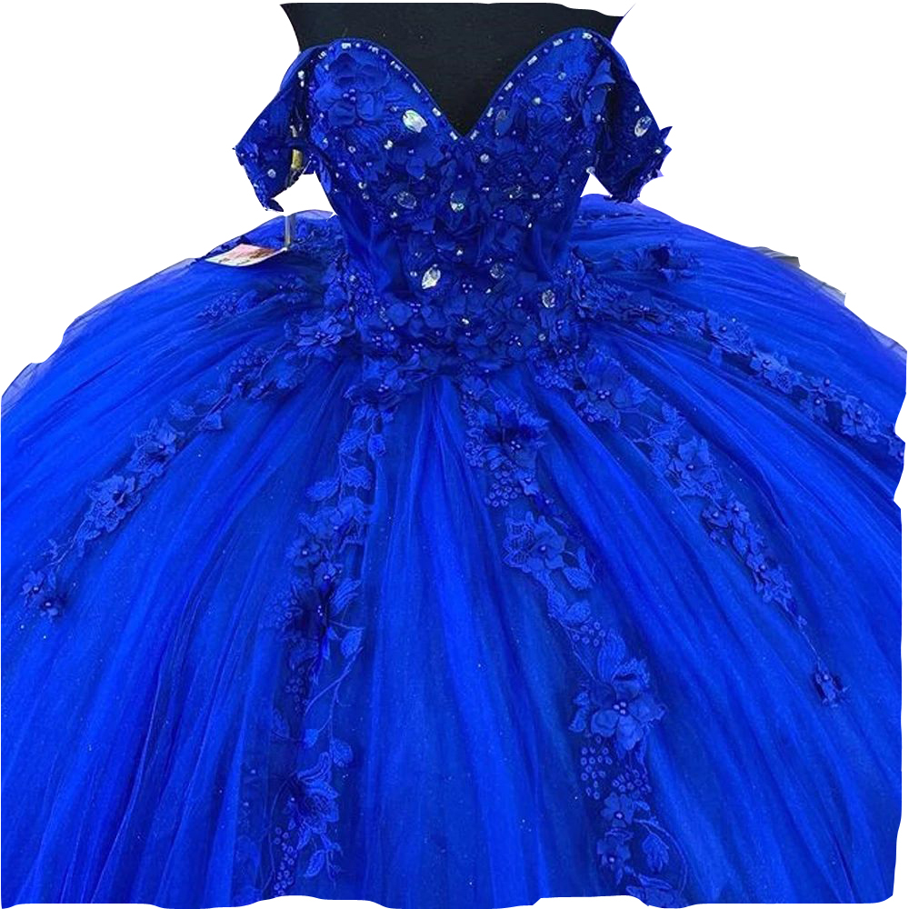 2023 Royal Blue Ball Gown Quinceanera Dresses Bridal Gowns Crystal Beads Corset Back Sweet 16 Dress Floor Length Tulle Lace Applqiues