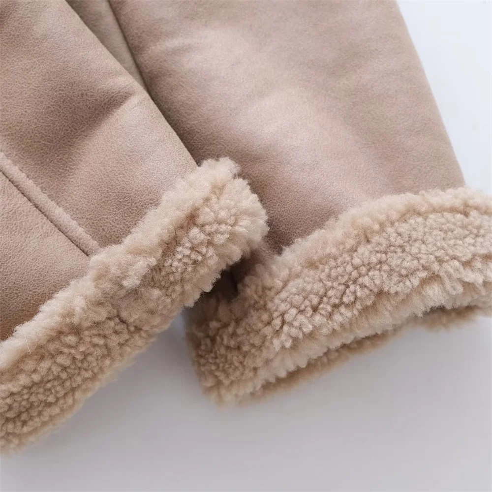 Womens Jackets Zach Ailsa AutumnWinter Casual Loose Fur Long Sleeve Standing Neck Double sided Jacket Coat 231129