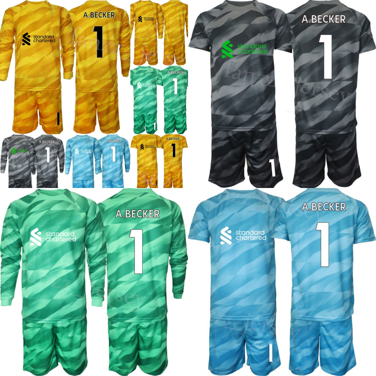 Club Team GK Long Sleeve Soccer 13 Adrian Jersey Set Goalkeeper 25 Pepe Reina 22 Simon Mignolet 1 Alisson Becker Football Shirt Kits 23/24 Mens Kids Goalie LiWuPu