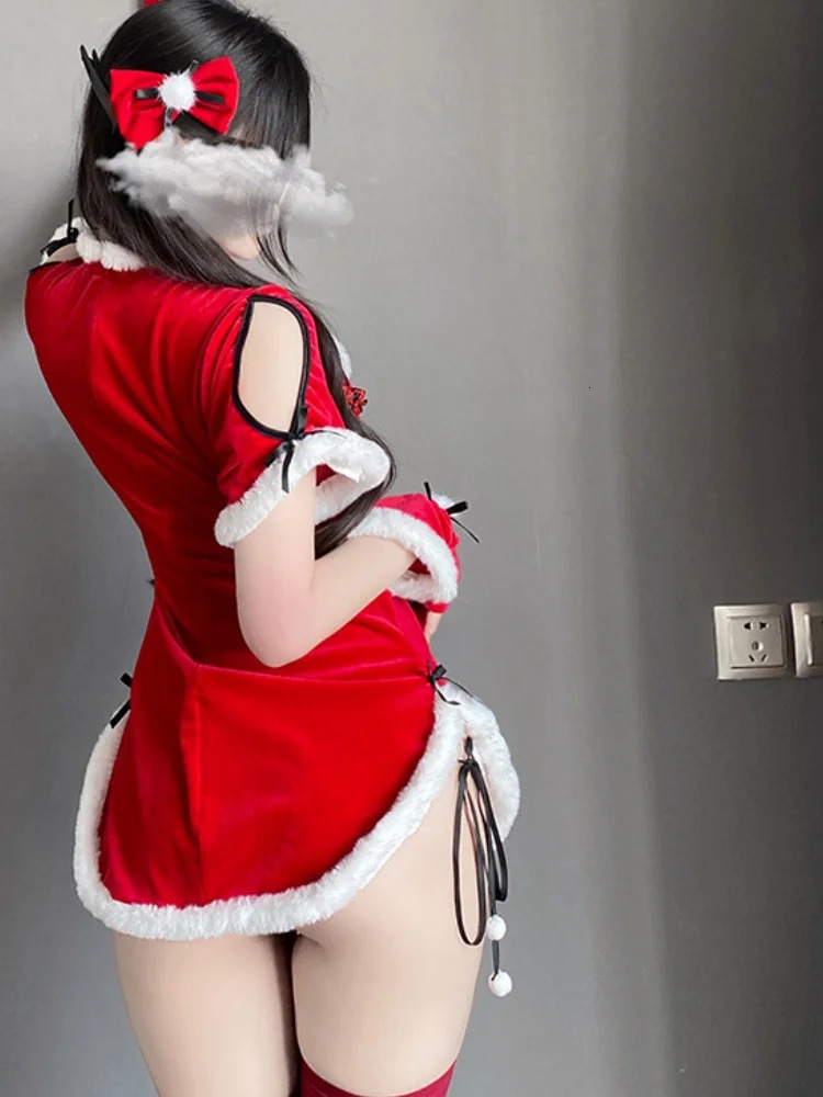 Sexy Set Sexy underwear sexy cheongsam Christmas uniform seductive passion clothes Hanfu suit women 231130