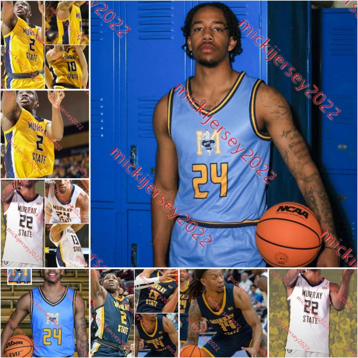 Murray State Racers Basketball Jersey John McCrear Alden Applewhite Nick Ellington Shawn Walker Jr. Lawrent Rice Fletcher Boatright Malek Abdelgowad Jerseys