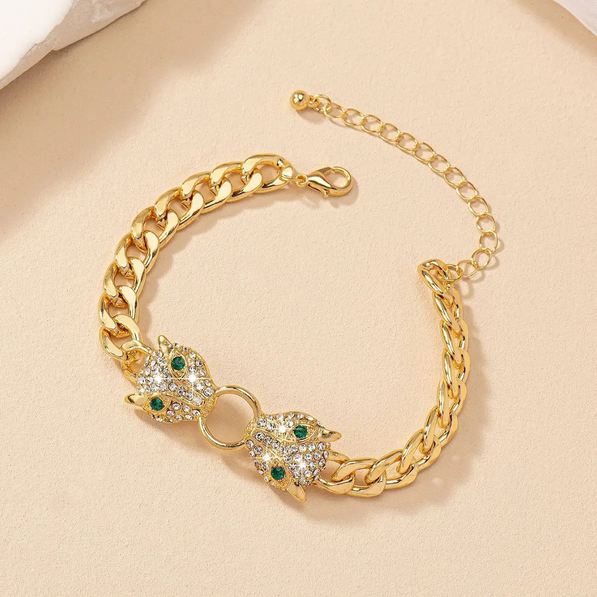 Pendant Necklaces Hip hop Gold Plated Leoprad Head Necklace Jewelry Set for Women Fashion Animal Metal Chain Men s Bracelet 231130