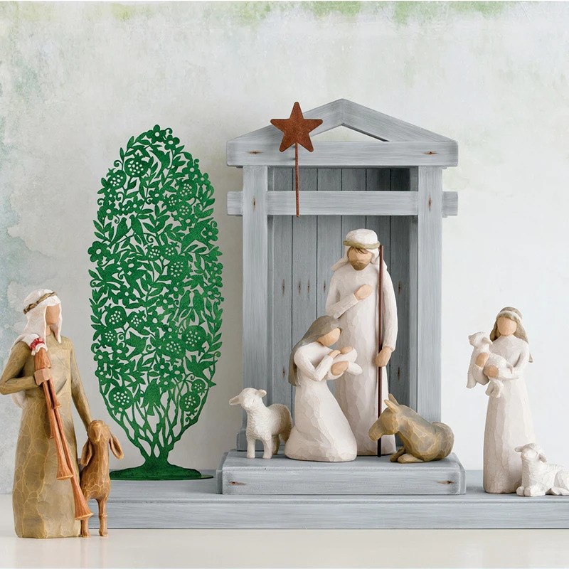Novelty Items Holy Family Willow Tree Figurine Jesus Nativity Set Handpainted Statue Ornaments Easter Religious Room Crafts Home Decoration 231129