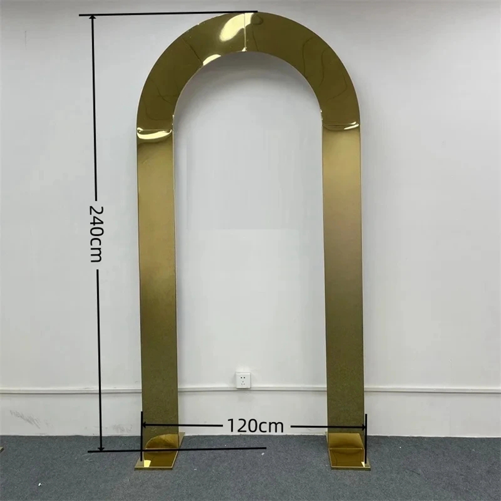 New GoldPlated Background Frame Wedding iron Art Props Outdoor Wedding Decoration Stainless Steel Shelf Screen Arch 004