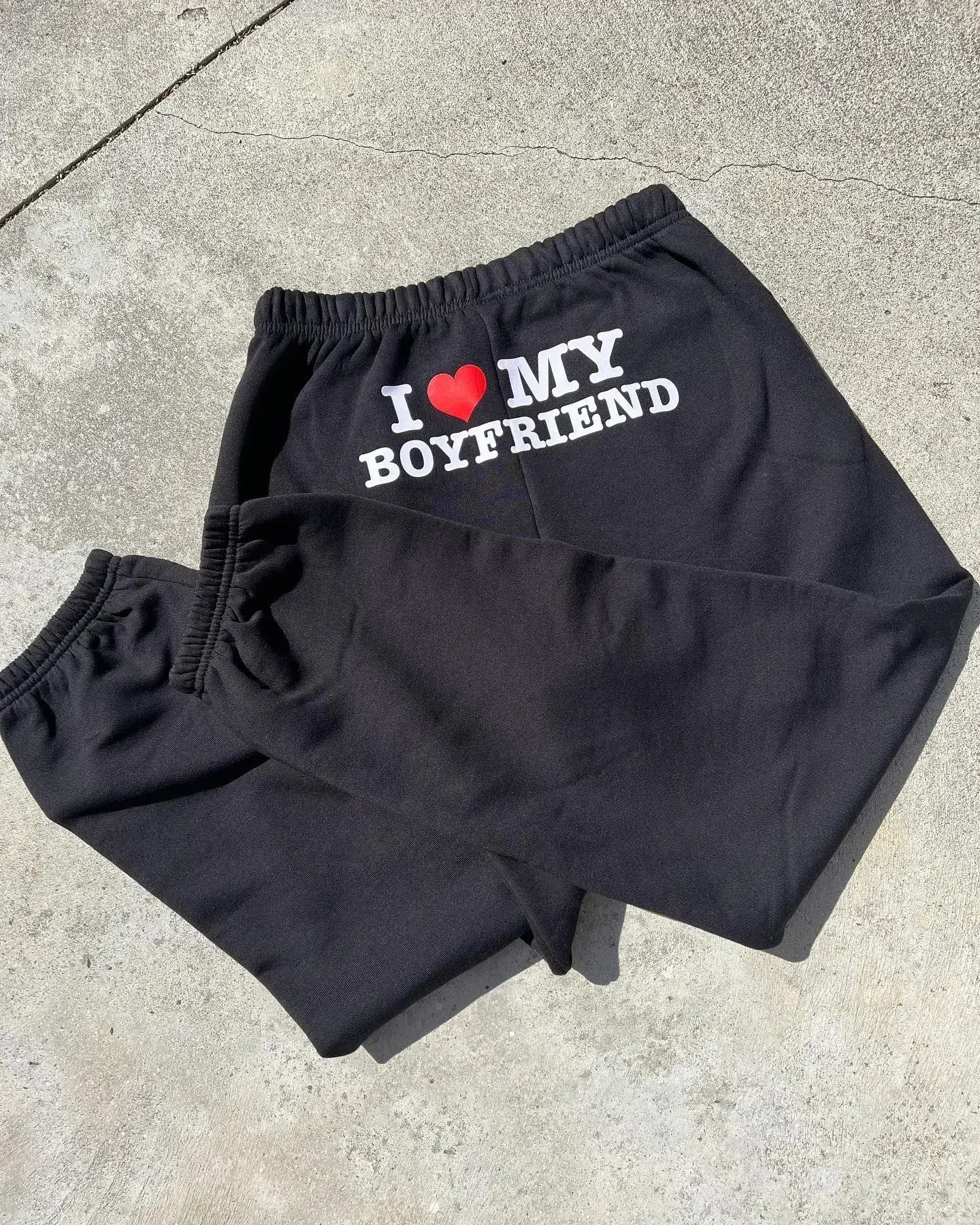 Women s Pants s I Love My Boyfriend Printed Sweatpants Y2k High Elastic Waist Drawstring Baggy Trousers Vintage Casual Loose Straight 231130