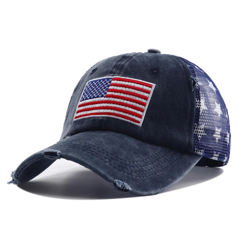 Beanie Skull Caps 2023 Summer Vintage USA Flag Embroidered Mesh Trucker Hat Women Y2k Breathable Baseball for Men Casquettes 231130