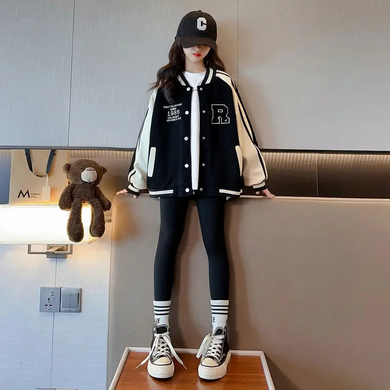 Jackets Teenage Girls Baseball Jackets For 3-13 Years Old Teens Clothes Children Sports Outerwear Coat Spring Autumn Fashion Boys Jacket 231129