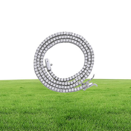 2mm 16 18 20 Tennis Chain Necklace brass setting CZ Gold Silver Color Iced Out AAA Cubic Zirconia BC210