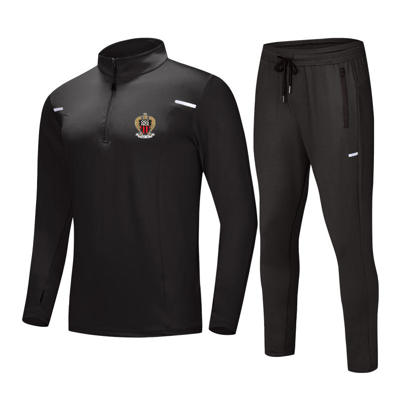 OGC Nice Men's sportswear suit long-sleeved football training suit outdoor running training semi-zipper football fan shirt, Black
OGC Nice Men's sportswear suit long-sleeved football training suit outdoor running training semi-zipper football fan shirt, Black