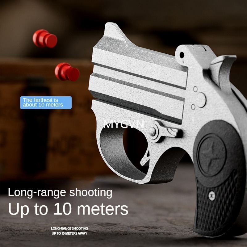 Children Metal Portable Deringer Launcher Mini Manual Soft Bullet Shell Ejection Toy Gun Boy Small Pistol Pocket Model Children Gifts