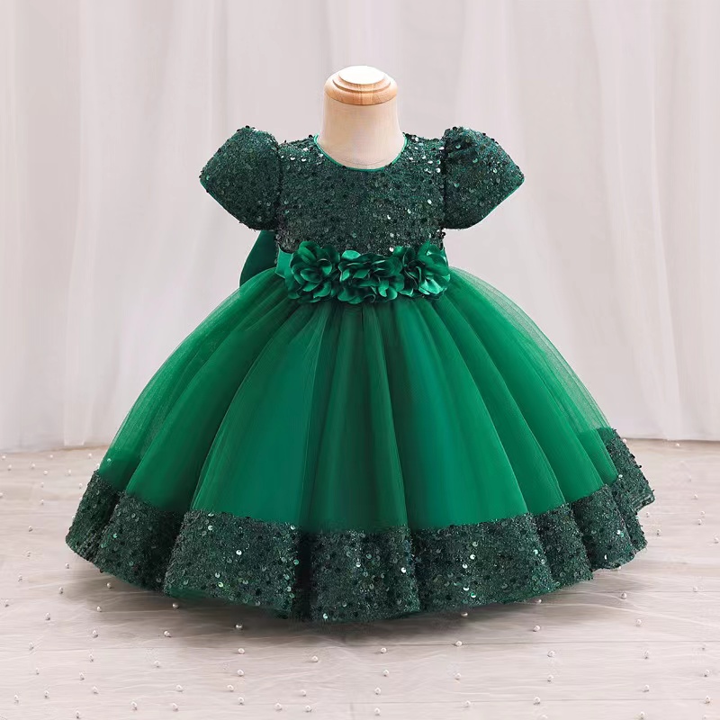 Flower Girl Dresses for Wedding pink Princess tutu Skirt sequined Ball Gown Jewel Vintage Child First Communion Dress 2023 Tulle Long Kids Princess Ch