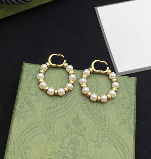 2023 Hoop Earrings Charm Earrings Women Double Letter Eardrop Girl Pendant Studs For Girl Friends Mother Party Date Gift