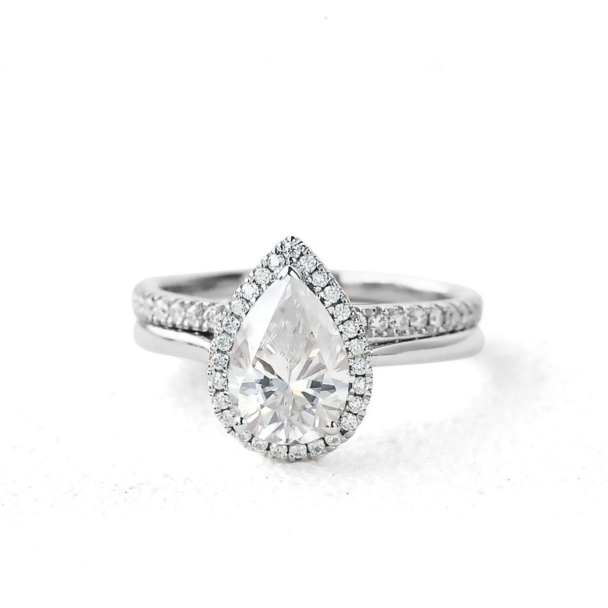 Wedding Rings 2PCS Ring Sets Real Pear Cut 100 925 Sterling Silver for Women Engagement Accessories Fine Jewelry 231130