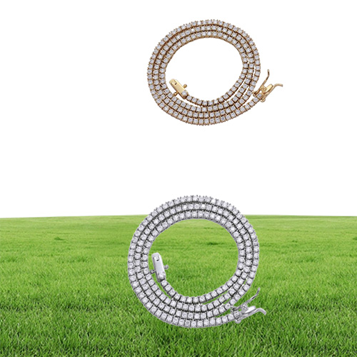 2mm 16 18 20 Tennis Chain Necklace brass setting CZ Gold Silver Color Iced Out AAA Cubic Zirconia BC210