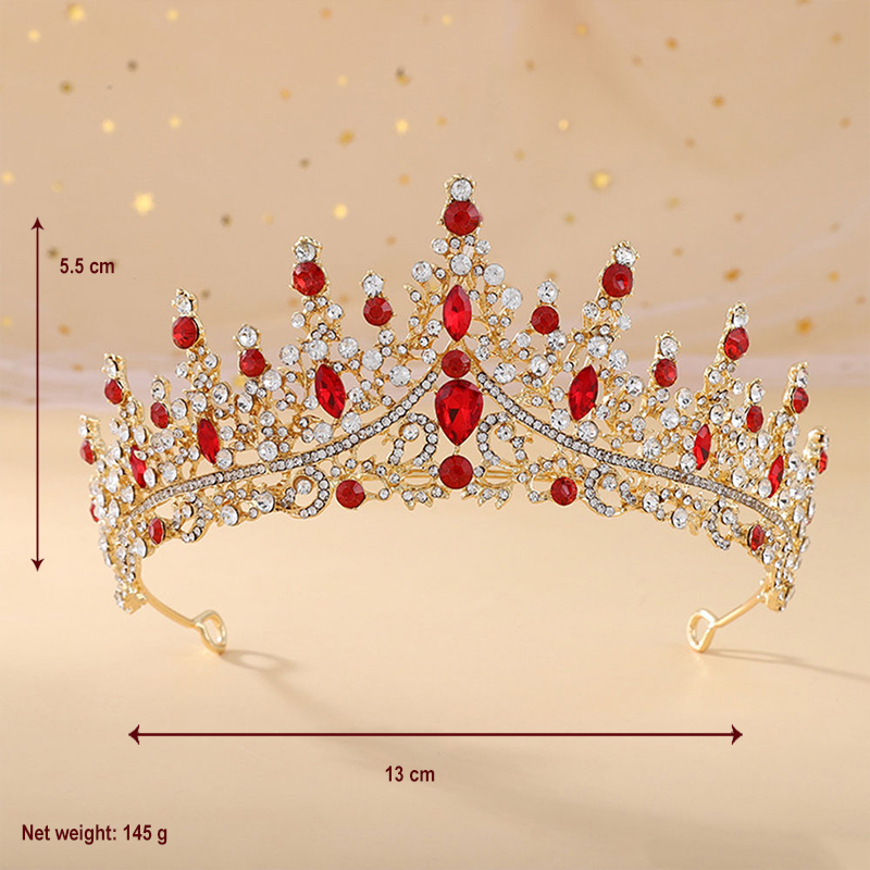New Red Zircon Bride Crown Baroque Atmosphere Water Diamond Birthday Crown Performance Hair Accessories Wedding Dress Accessories TS-0002
New Red Zircon Bride Crown Baroque Atmosphere Water Diamond Birthday Crown Performance Hair Accessories Wedding Dress Accessories TS-0002