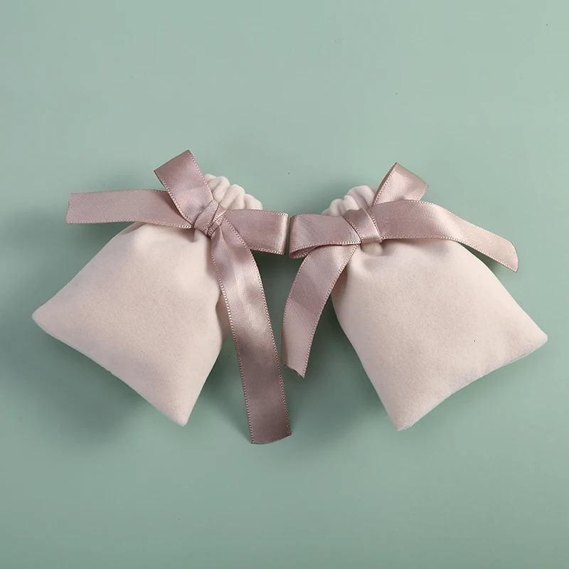 Watch Boxes Cases 10pcs Beige Velvet Jewelry Packaging Pouches Bags Small Gift Ribbon Drawstring Necklace Bracelet Earrings Storage Bag 231130