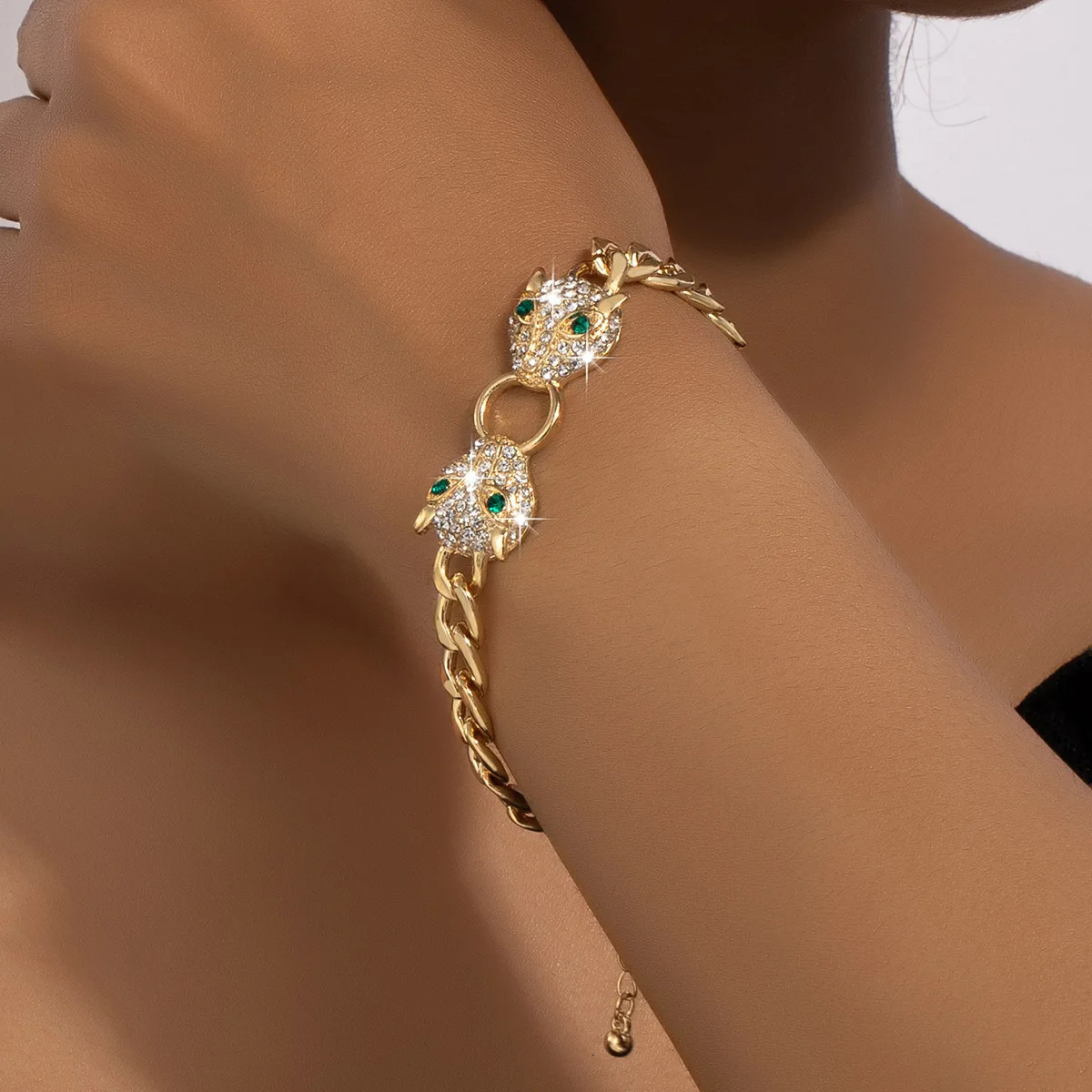 Pendant Necklaces Hip hop Gold Plated Leoprad Head Necklace Jewelry Set for Women Fashion Animal Metal Chain Men s Bracelet 231130