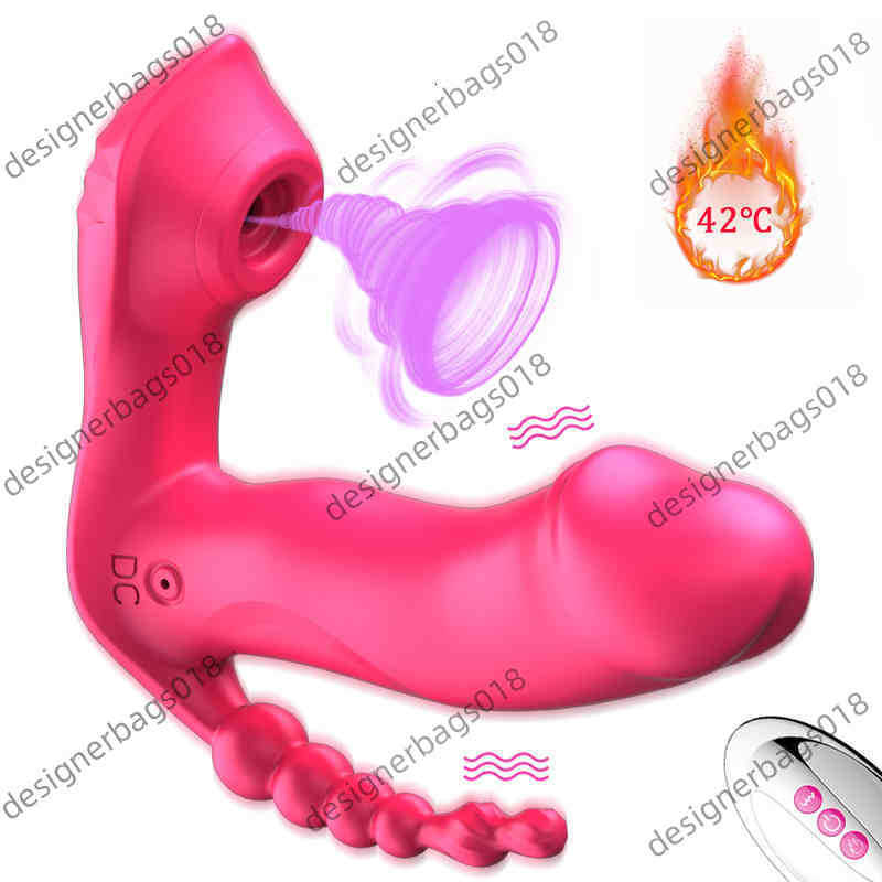 Massager Sexy Toys 3 in 1 Sucking Vibrator Clitoris Sucker Anal Beads Vagina Stimulator Wearable Oral Vibrators Erotic Toy Dildo for Women Sex