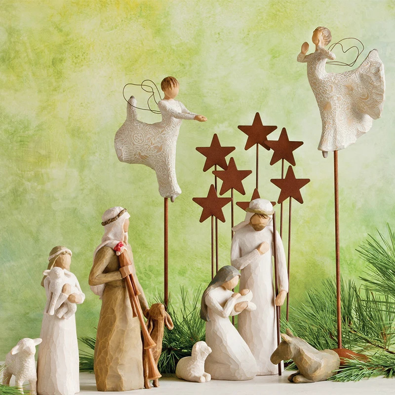 Novelty Items Holy Family Willow Tree Figurine Jesus Nativity Set Handpainted Statue Ornaments Easter Religious Room Crafts Home Decoration 231129