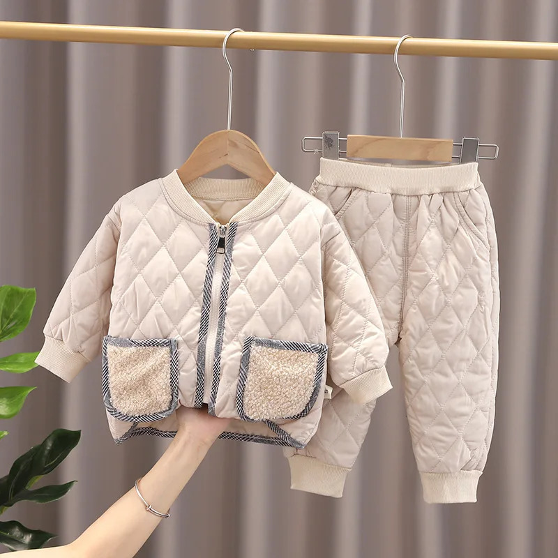 Clothing Sets Autumn Winter Baby Snowsuit Cotton jacket Cotton trousers Baby Boy Down Warm clothing Toddler Boy's Clothes Set Kids Suit 231129