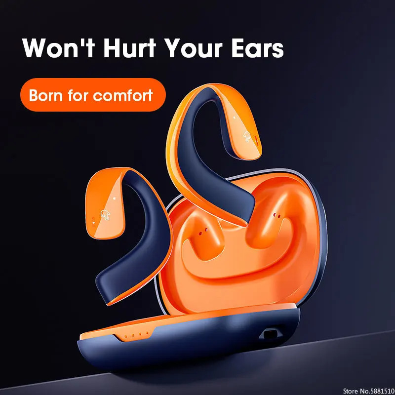 Cell Phone Earphones Original Bone Conduction Bluetooth Open Ear Clip Wireless Headphone with Mic Sports Headsets for 231129