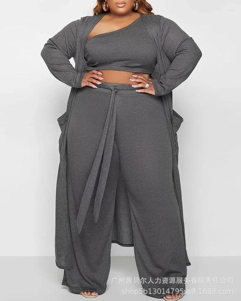 Womens Two Piece Pants Set Dress Open Front Long Cardigan Women Plus Size Sets Crop Top Suspenders Dresses Casual Matching