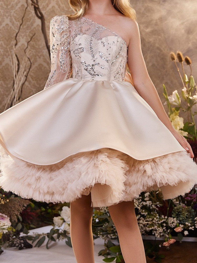 Girls Birthday Pageant Dresses Kids Children Princesss Party Flower Girl Elegant Crystal Beaded Wedding Gown Vestidos For 2-14 Yrs Christmas Dress 403