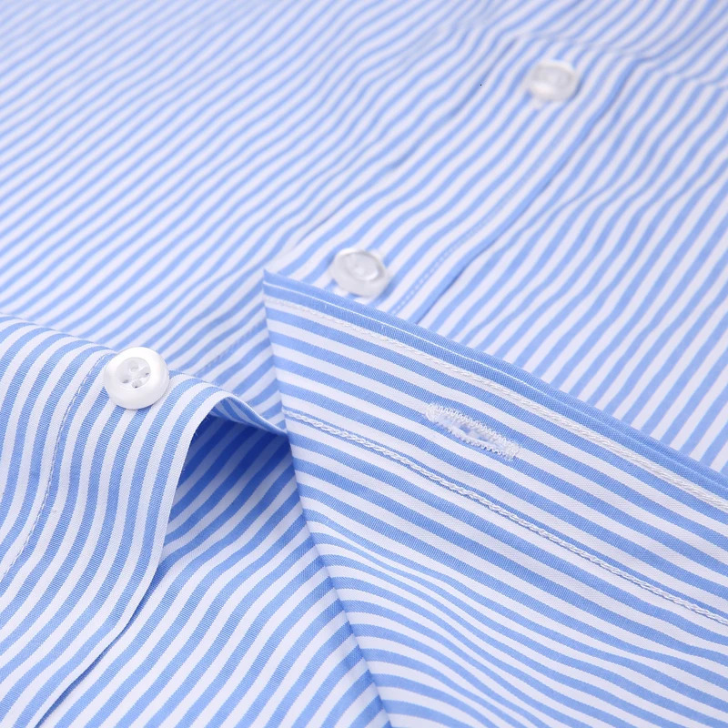 Men's Casual Shirts Men's Classic French Cuffs Striped Dress Shirt Single Patch Pocket Standard-fit Long Sleeve Wedding Shirts Cufflink Incl