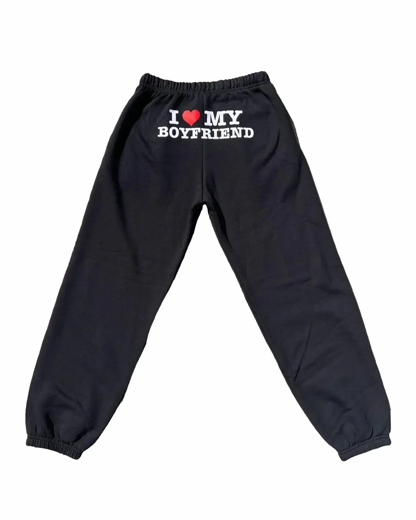 Women s Pants s I Love My Boyfriend Printed Sweatpants Y2k High Elastic Waist Drawstring Baggy Trousers Vintage Casual Loose Straight 231130