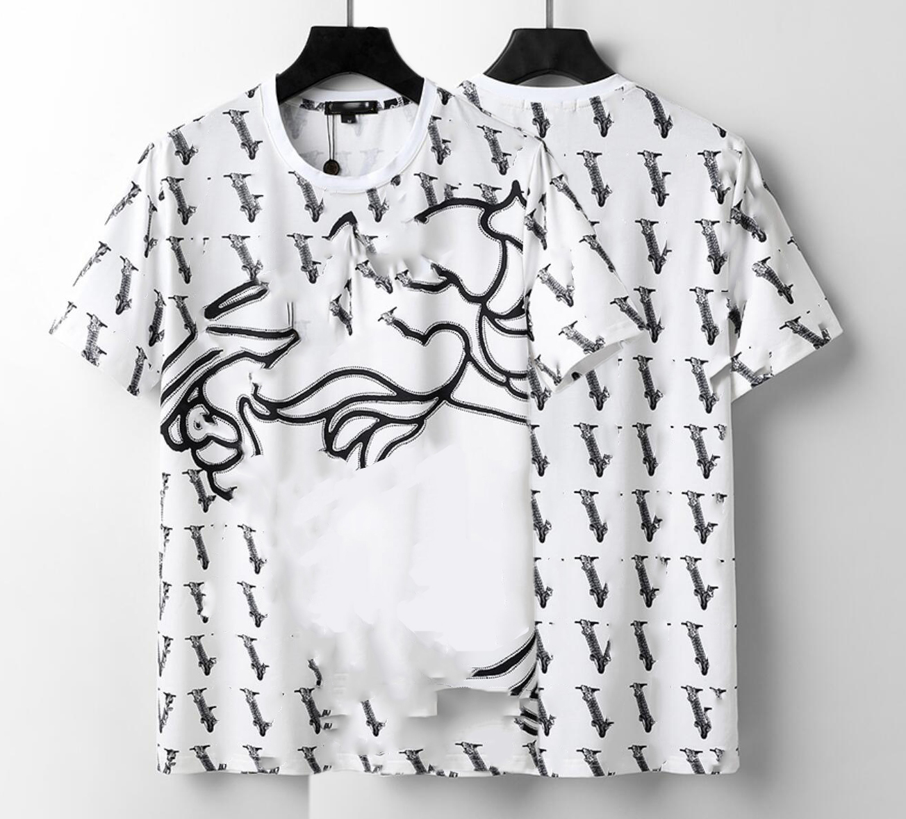 Brand New Men T Shirt Tops V Printing Short Sleeve Tees Men's Fashion Fitness T-shirt For Male Asian Size 3XL