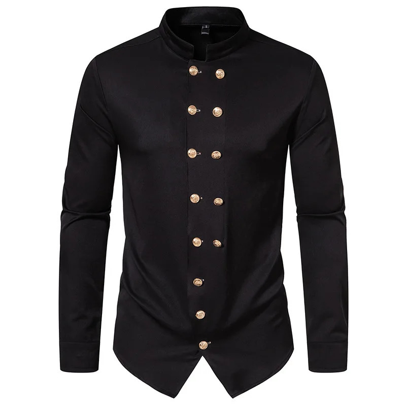 Men's Casual Shirts Mens Slim Fit Double Breasted Personality Shirt Long Sleeves Blouses Casual Tops 231129