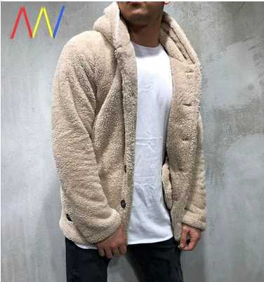 Sweater Fur Men Winter hoodie coat Plush Hooded man hoodies Q231130