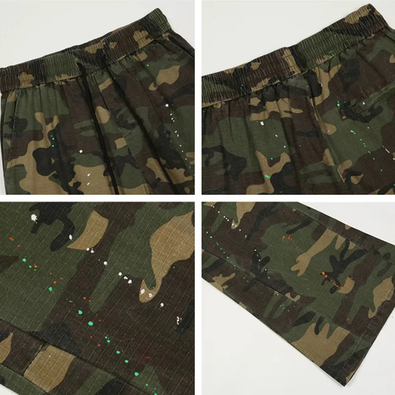 Men's Pants Y2K Fashion Ink Graffiti Baggy Tracksuit Cargo Flare Pants Men Joggers Camouflage Women Casual Long Trousers Ropa Hombre 231129