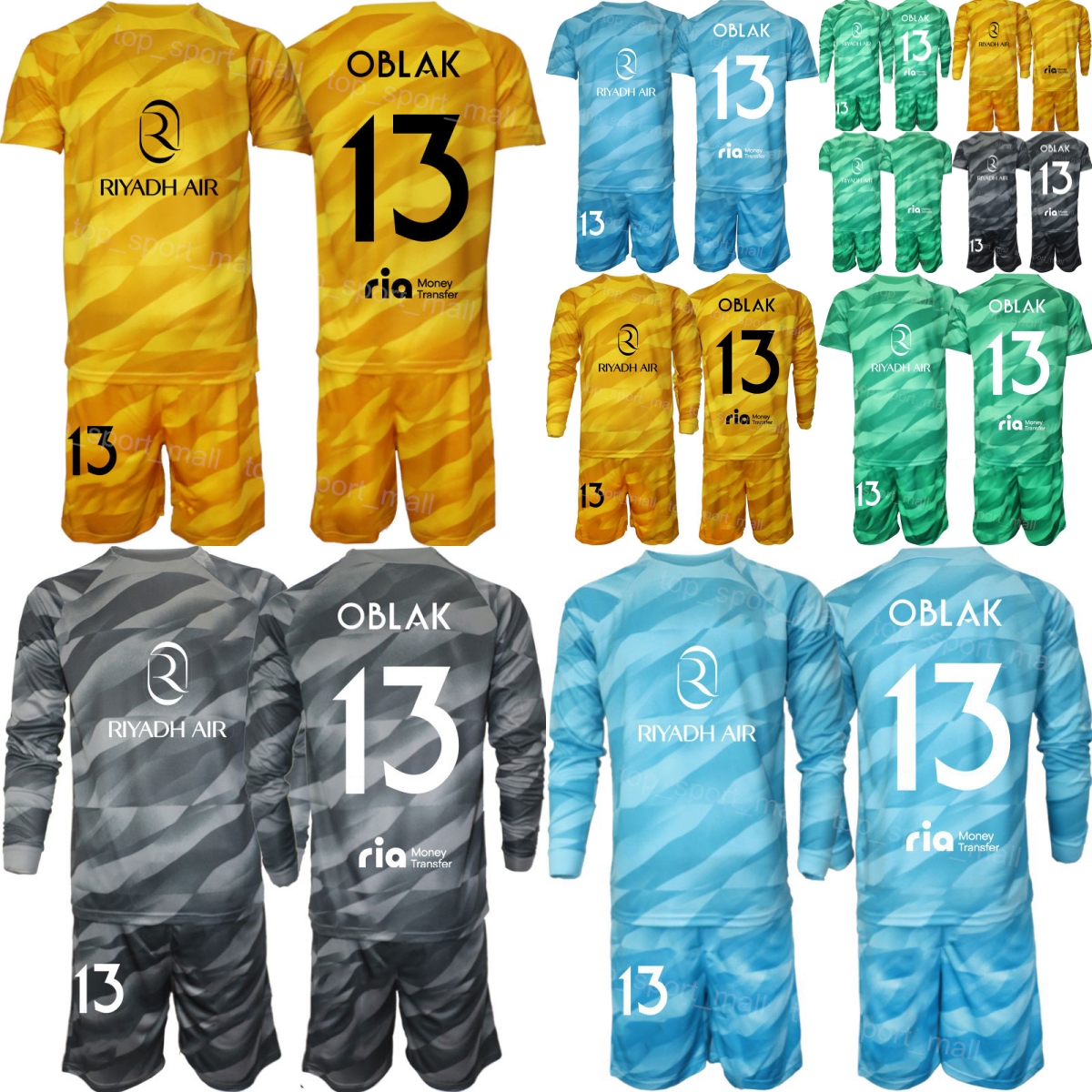 Club Team Long Sleeve Goalkeeper Soccer 1 Ivo Grbic Jersey Atletico Madrids Set Jan Oblak Antonio Adan David de Gea Courtois Jan Oblak Football Shirt Kits Men Youth