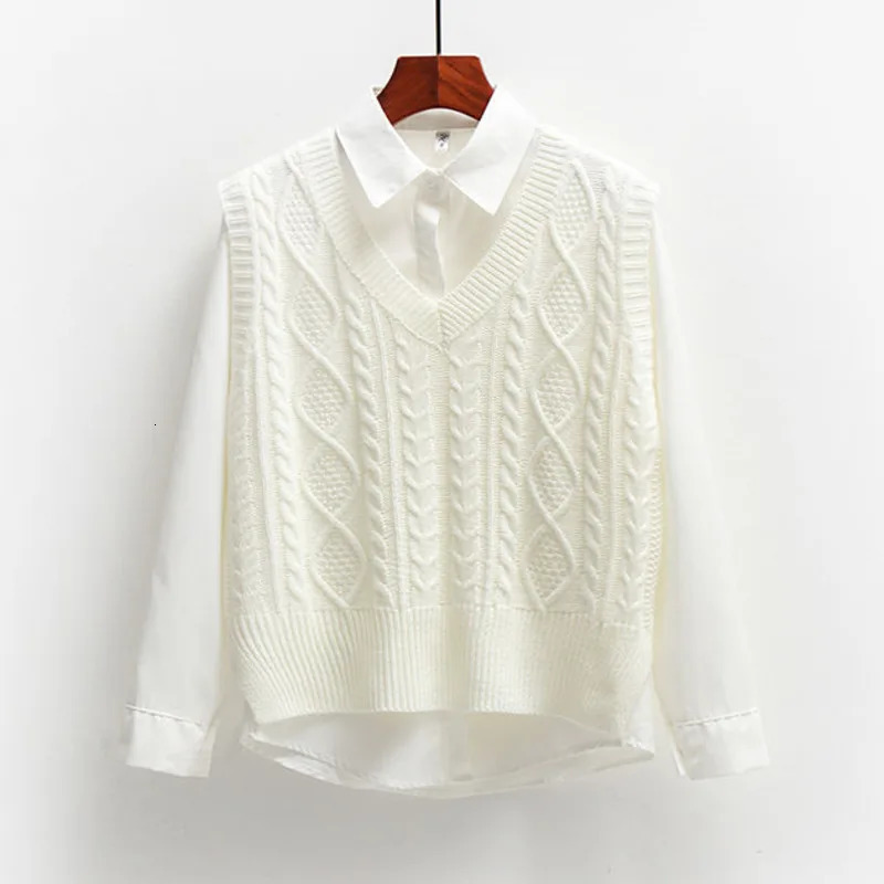 Women's Vests Korean Style Fashion Women Sweater Vest Spring Fall Sleeveless Knitted V Neck Pullovers Female Jumper Top Outerwear 231130
