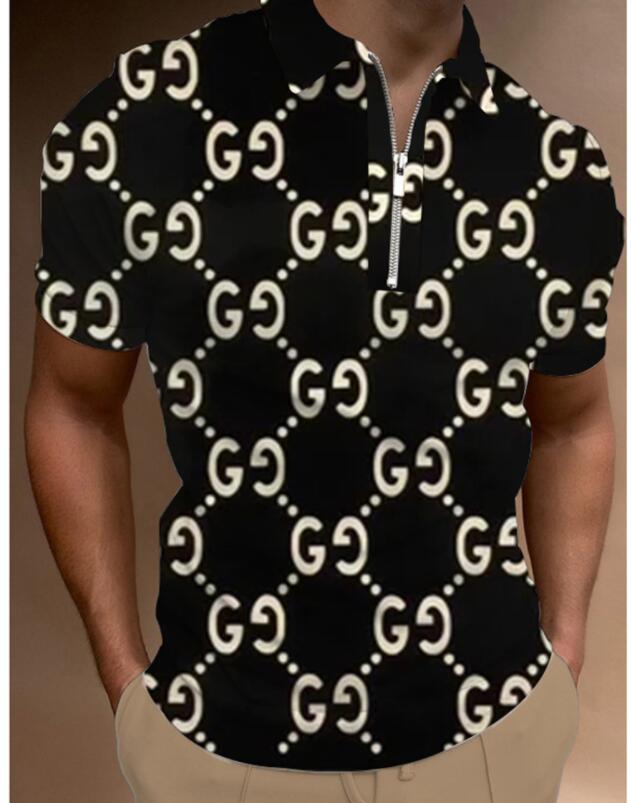 NEW Men's Solid Color Polo Shirt Short Sleeve Turn-Down Collar Zipper Polo Shirt&for Men Casual Streetwear Male Tops