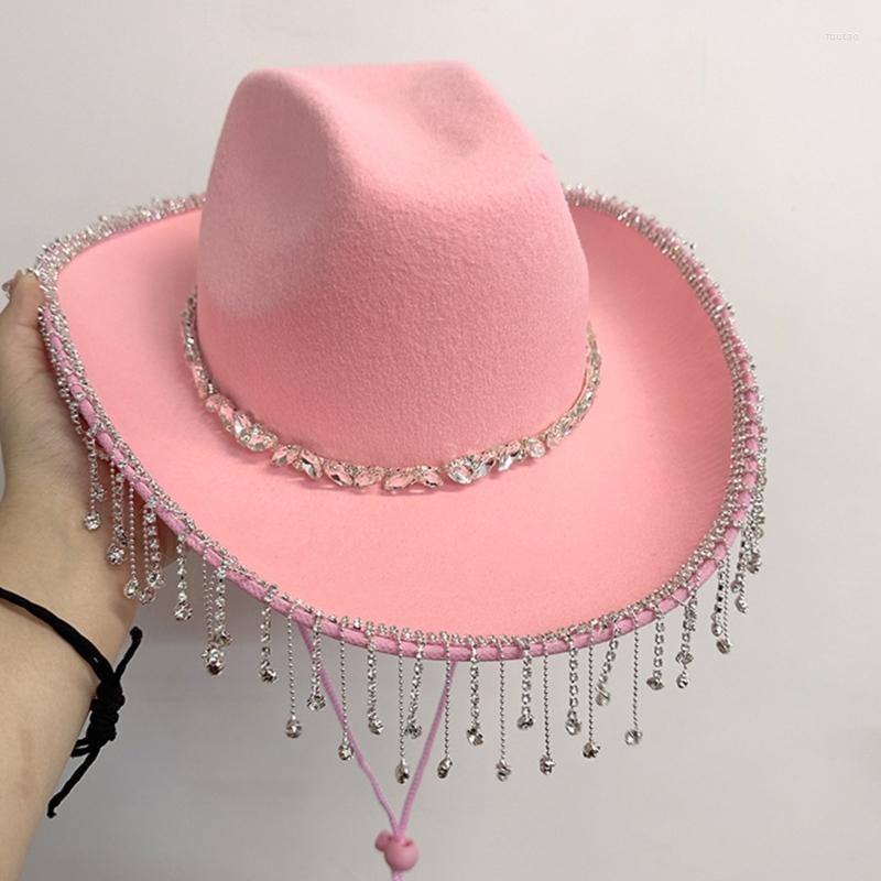 Berets Sparkly Rhinestones Tassels Cowgirl Hat Wide Brim For Bachelorette Supplies Drop, Black
Berets Sparkly Rhinestones Tassels Cowgirl Hat Wide Brim For Bachelorette Supplies Drop, Black
