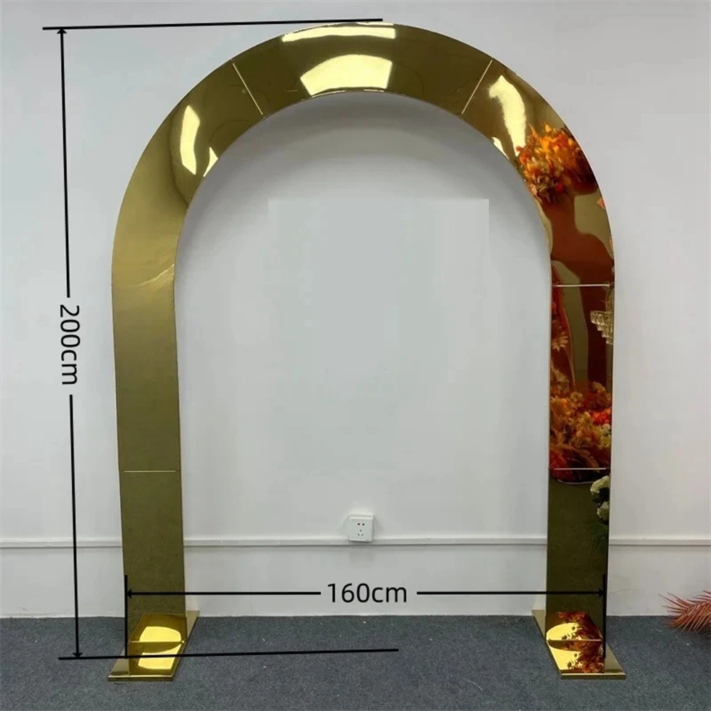 New GoldPlated Background Frame Wedding iron Art Props Outdoor Wedding Decoration Stainless Steel Shelf Screen Arch 004