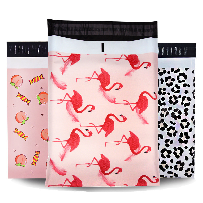 Mail Bags 100PCS Poly Mailers 25.5*33cm Self-Seal Cute Packaging Plastic Mailer Mailing Envelopes for Boutique Clothing 230428