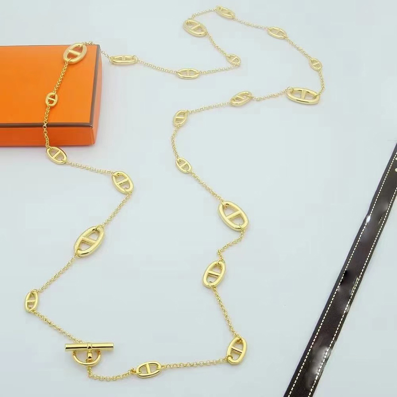 Donya jewelry luxury necklace European and American fashion pig nose titanium steel micro-inlaid zircon long necklace designer gift accessories with box