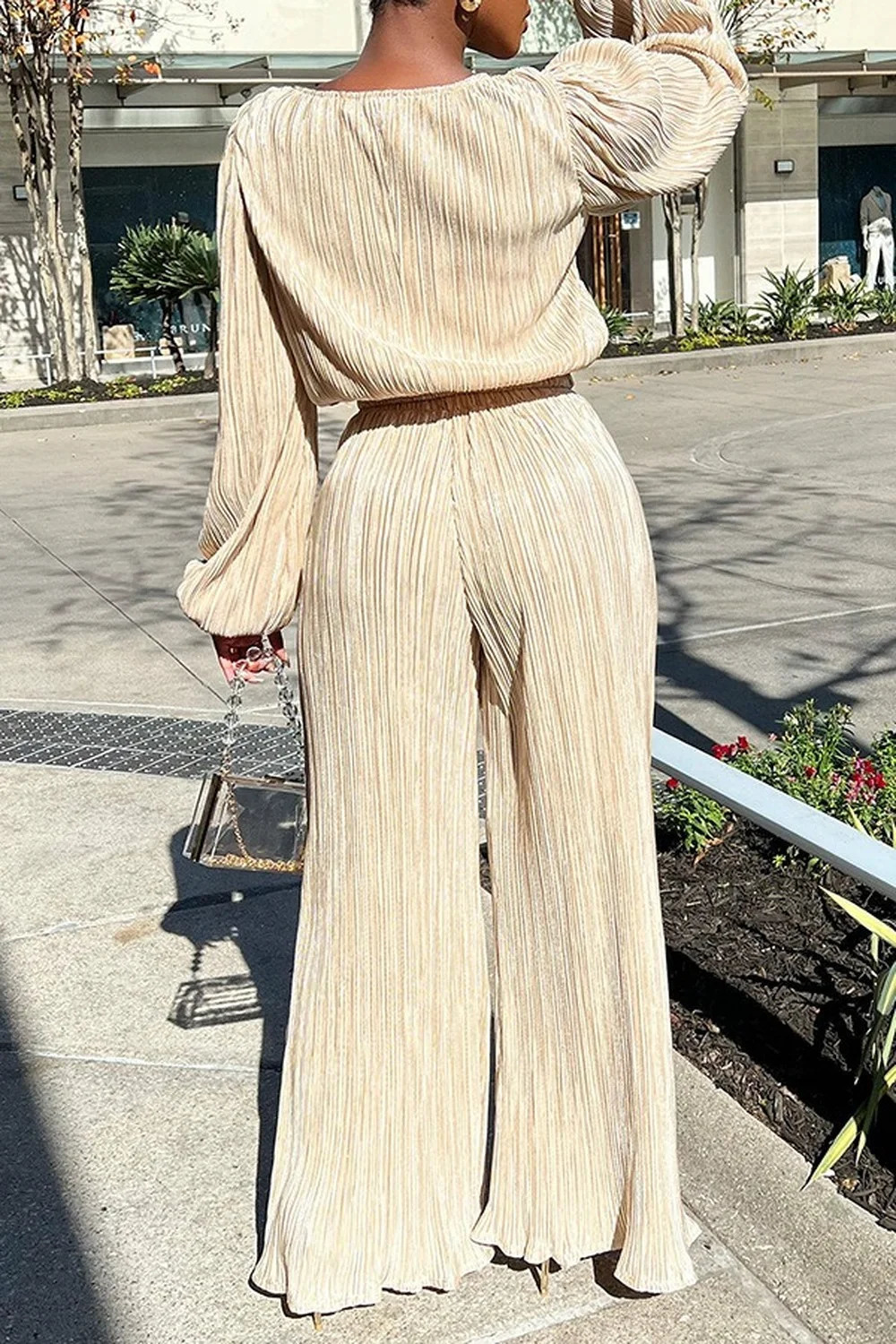 Women's Two Piece Pants High Elasticity Two Piece Set for Women Long Sleeve O neck Tops Women's Tracksuit Female Casuals Home Loose Wide Leg